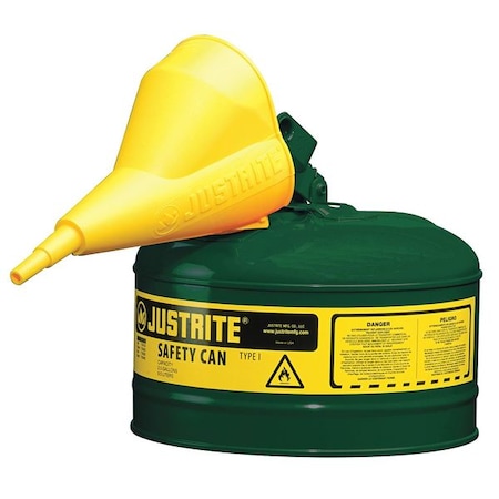 JUSTRITE 2-1/2 gal. Green Steel Type I Safety Can for Oil 7125410