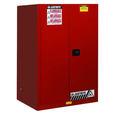 Justrite Hazardous Material Storage Cabinet, 60 gal (2 x 30 gal Drums), 1 Shelves, Steel, 43 in W x 65 in H x 899071