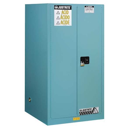 Justrite Hazardous Material Storage Cabinet, 90 gal, 2 Shelves, Steel, 43 in W x 65 in H x 34 in D, Blue 899022