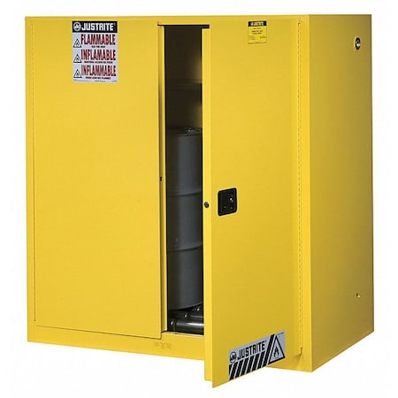 Justrite Hazardous Material Storage Cabinet, 60 gal (2 x 30 gal Drums), 1 Shelves, Steel, 43 in W x 65 in H x 899070