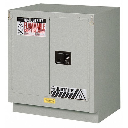 Justrite Flammables Safety Cabinet, 19 gal, 1 Shelves, Steel, 30 in W x 35-3/4" H x 21-5/8 in D, Silver 883024