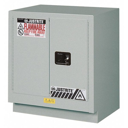 Justrite Corrosive Safety Cabinet, 19 gal, 1 Shelves, Steel, 30 in W x 35-3/4" H x 21-5/8 in D, Silver 8831042