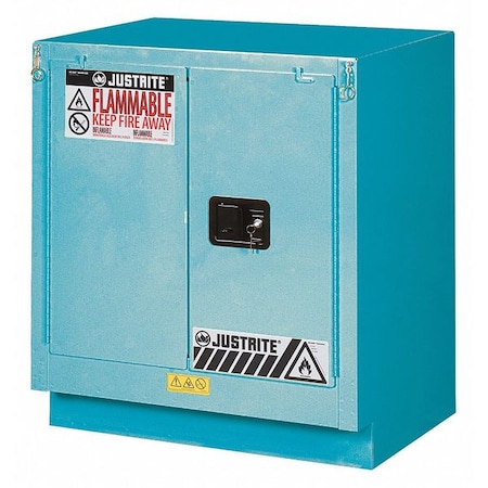 Justrite Corrosive Safety Cabinet, 19 gal, 1 Shelves, Steel, 30 in W x 35-3/4" H x 21-5/8 in D, Blue 8831222