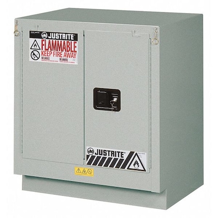 Justrite Corrosive Safety Cabinet, 19 gal, 1 Shelves, Steel, 30 in W x 35-3/4" H x 21-5/8 in D, Silver 8831242