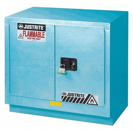 Justrite Corrosive Safety Cabinet, 23 gal, 1 Shelves, Steel, 36 in W x 35-3/4" H x 21-5/8 in D, Blue 8837022