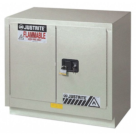 Justrite Corrosive Safety Cabinet, 23 gal, 1 Shelves, Steel, 36 in W x 35-3/4" H x 21-5/8 in D, Silver 8837042