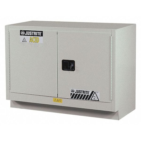 Justrite Corrosive Safety Cabinet, 31 gal, 1 Shelves, Steel, 48 in W x 35-3/4" H x 21-5/8 in D, Silver 8849242