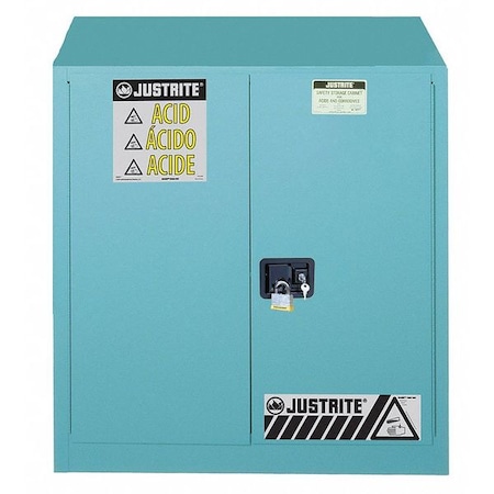 Justrite Hazardous Material Storage Cabinet, 30 gal, 1 Shelves, Steel, 36 in W x 35 in H x 24 in D, Blue 893302