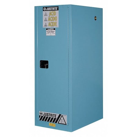 Justrite Hazardous Material Storage Cabinet, 54 gal, 3 Shelves, Steel, 23 1/4 in W x 65 in H x 34 in D, Blue 895402