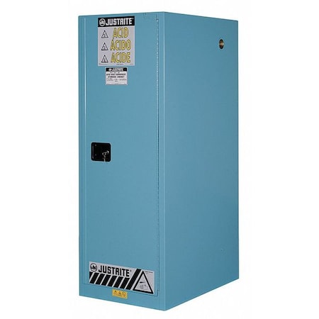 Justrite Hazardous Material Storage Cabinet, 54 gal, 3 Shelves, Steel, 23 1/4 in W x 65 in H x 34 in D, Blue 895422