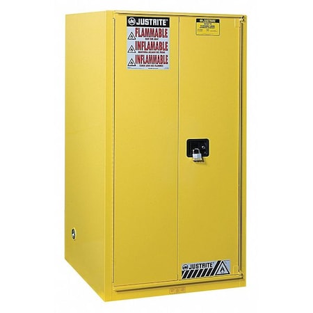 Justrite Hazardous Material Storage Cabinet, 96 gal, 5 Shelves, Steel, 34 in W x 65 in H x 34 in D, Yellow 896030