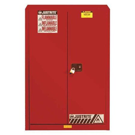 Justrite Flammable Safety Storage Cabinet, 96 gal, 5 Shelves, Steel, 34 in W x 65 in H x 34 in D, Red 896091