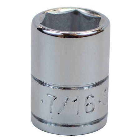 Sk Professional Tools 1/4 in Drive, 7/16" SAE Socket, 6 Points, Steel, Chrome, 7/16 in 40914