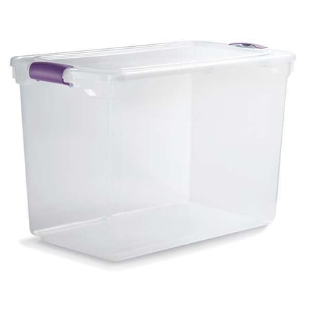 Homz Stackable Storage Tote W/ Lid, 28 gal, 28-3/4 in L x 16 in W x 18-1/4 in H, Clear, Polypropylene 3450GRPRCL.06