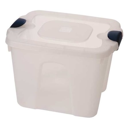 Homz Stackable Storage Tote W/ Lid, 10 gal, 19 in L x 15-3/4 in W x 13-1/2 in H, Clear, Navy 8510GRCL.10