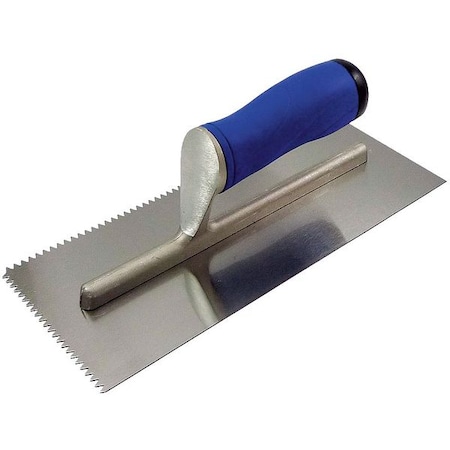 WESTWARD Notched Trowel, 2-Sided, 11 in Length, 4 1/2 in Width, Square, 1/16 in Notch Width, Steel 13A631