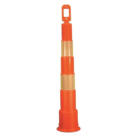 Zoro Select Trim Line Channelizer, HDPE, High-Intensity Prismatic, 49 in Height, 8" Length, 4 lb, Orange 03-750-6HI