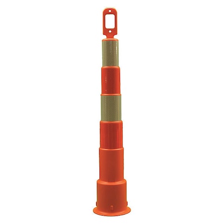 Zoro Select Trim Line Channelizer, HDPE, Diamond, 49 in Height, 8 Length, 4 lb, Orange 03-750-6FP