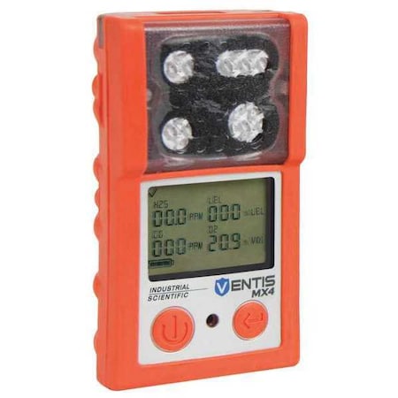 Industrial Scientific Ventis MX4 Multi-Gas Detector, IP66/IP67, Audible, Vibrating, Visual, LCD with Backlight VTS-K0033001101