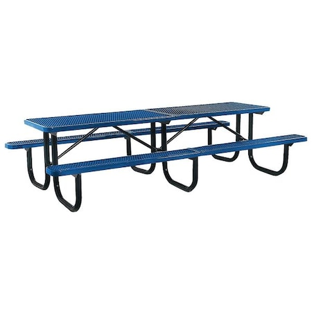 Ultrasite Rectangle Shelter Picnic Table, Blue, Expanded Metal, 120-1/8 in L, 30-1/4 in H Overall 238-3-V10-Blue