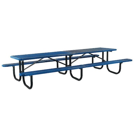 Ultrasite Rectangle Shelter Picnic Table, Blue, Expanded Metal, 144-1/8 in L, 30-1/4 in H Overall 238-3-V12-Blue
