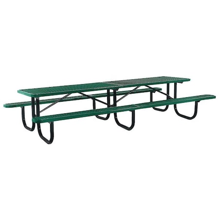 Ultrasite Rectangle Shelter Picnic Table, Green, Expanded Metal, 144-1/8 in L, 30-1/4 in H Overall 238-3-V12-Green