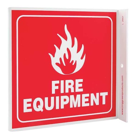 Zing Fire Equipment Sign, 7 in Height, 7 in Width, Plastic, L-Shaped, English 2557