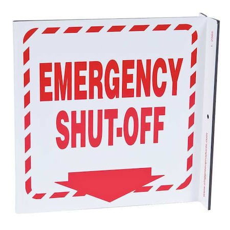 Zing Emergency Shut-Off, Plastic, 7" x 7", With Mounting Holes, L-Shaped 2565