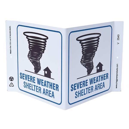 Zing Emergency Sign, 7 in Height, 12 in Width, Plastic, V-Shaped, English 2540