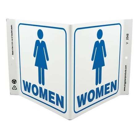 Zing Restroom Sign, Women V-Shape, Plastic, 2548 2548