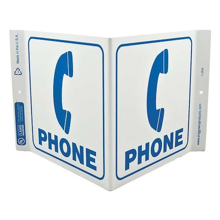 Zing Phone, Plastic, 7 in x 12 in, V-Shaped, With Mounting Holes 2534