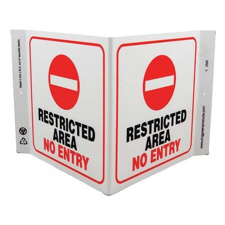 Zing Entrance Sign, 7 in Height, 12 in Width, Plastic, V-Shaped, English 2582