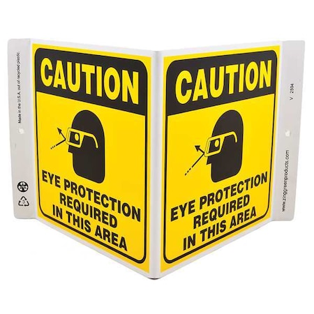 Zing Eye Protection Sign, V-Shape, Plastic 2594