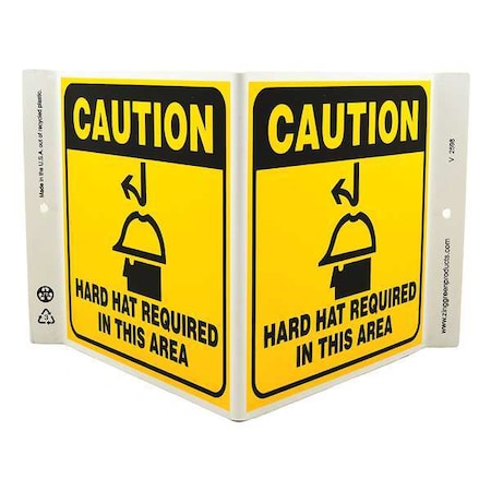 Zing Caution Hardhat Sign, V-Shape, Plastic 2598