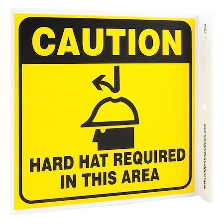 Zing Caution Sign, 7 in Height, 7 in Width, Plastic, L-Shaped, English 2599