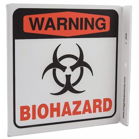 Zing Warning Biohazard Sign, 7 in Height, 7 in Width, Plastic, L-Shaped, English 2609