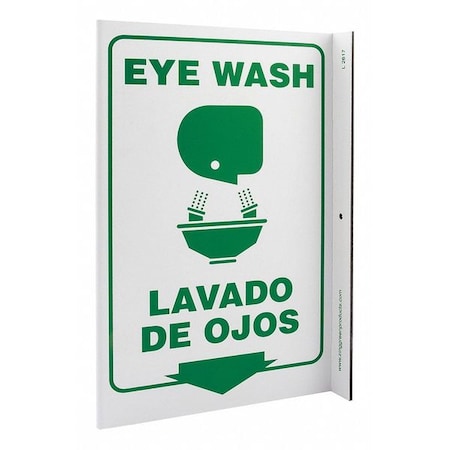 Zing Eye Wash/Lavado De Ojos, Plastic, 11" x 8", With Mounting Holes, L-Shaped 2617