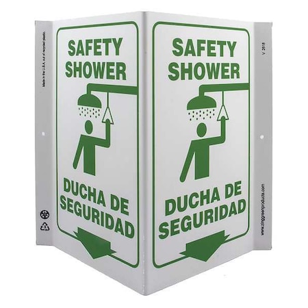 Zing Safety Shower/Ducha De Seguridad, Plastic, 11" x 7", With Mounting Holes, V-Shaped 2618