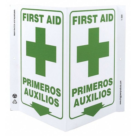 Zing First Aid/Primeros Auxilios, Plastic, 11" x 7", With Mounting Holes, V-Shaped 2620