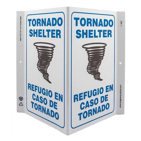 Zing Tornado Shelter/Refugio Contra Tornados, Plastic, 11 in x 7 in, V-Shaped, With Mounting Holes 2622