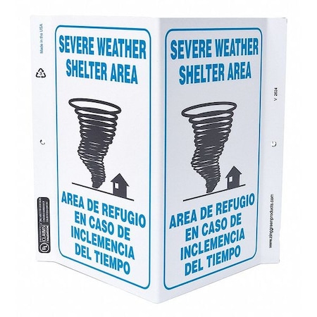 Zing Emergency Sign, 11 in Height, 7 in Width, Plastic, V-Shaped, English, Spanish 2624