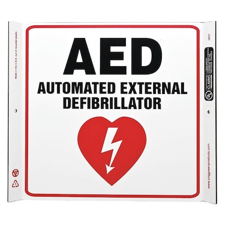 Zing AED, Plastic, 10 in x 10 in, With Mounting Holes 2637