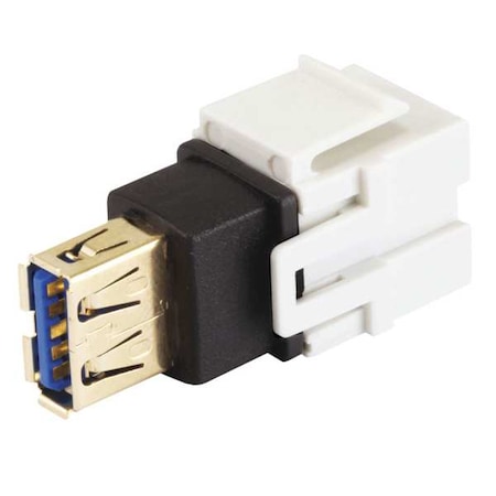 MONOPRICE Datacom Jack, USB3.0A(F/F), Flush, Wht 7836