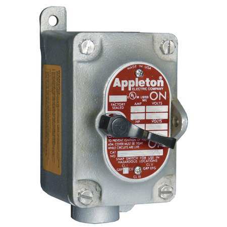 APPLETON ELECTRIC Tumbler Switch, EDS Series, 1 Gang, 1-Pole EDS175F1