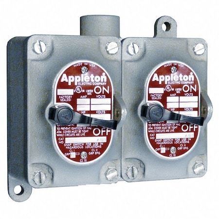 APPLETON ELECTRIC Tumbler Switch, EDS Series, 2 Gangs, 2-Pole EDS328
