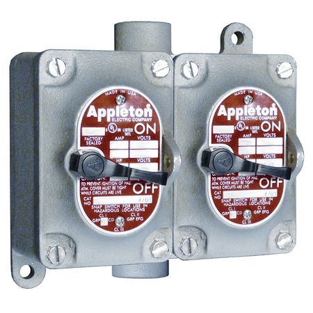 APPLETON ELECTRIC Tumbler Switch, EDSC Series, 2 Gang, 1-Pole EDSC275-F1