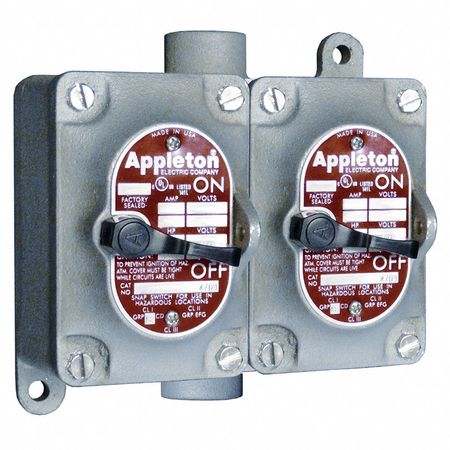 APPLETON ELECTRIC Tumbler Switch, EDSC Series, 2 Gangs, 3-Way EDSC3230