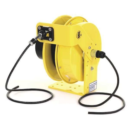 Kh Industries Cord Reel With Hand Lamp, Spring Retracted, NEMA 5-15R, 14 AWG, Yellow Reel Color, 50 ft Length RTBA3L-WDD515-J14K
