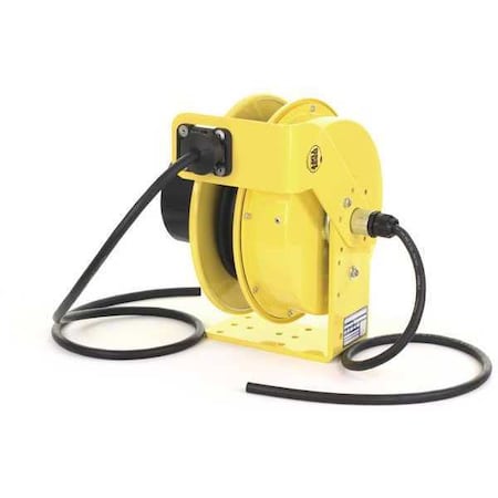 Kh Industries Cord Reel With Hand Lamp, Spring Retracted, Flying Lead, 12 AWG, Yellow Reel Color, 30 ft Length RTFD3L-WW-B12G