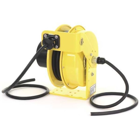 Kh Industries Cord Reel With Hand Lamp, Spring Retracted, Flying Lead, 12 AWG, Yellow Reel Color, 30 ft Length RTFD4L-WW-B12G